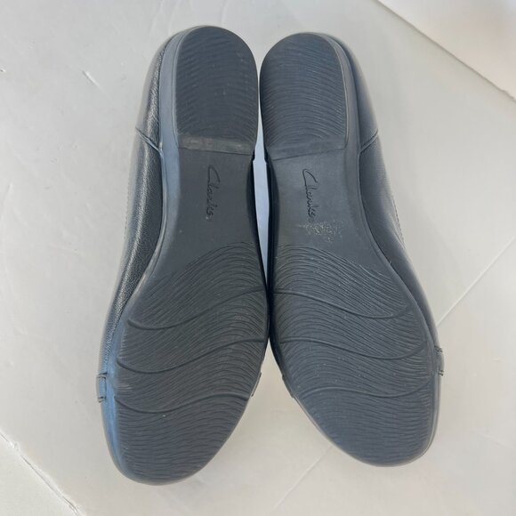 Sz 7.5 Clarks Blanche West Black Leather Buckle Embellishment Flats Women's Shoe - Picture 13 of 15